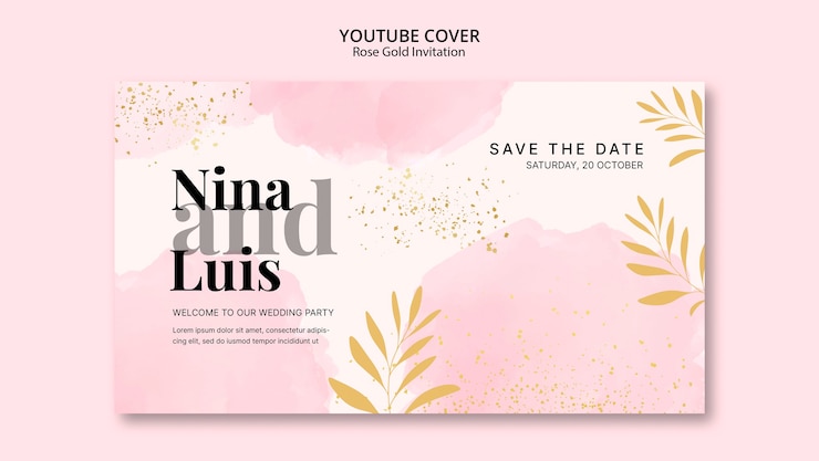 PSD gratuit modèle d'invitation aquarelle or rose
