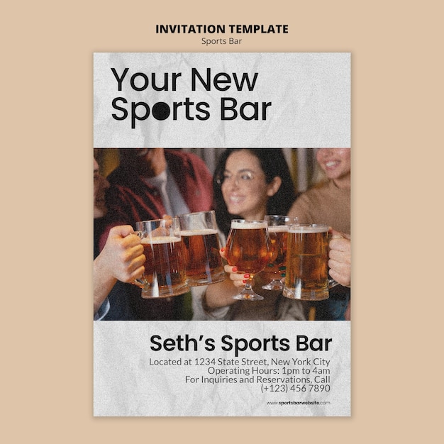 PSD gratuit modèle d'invitation au bar sportif