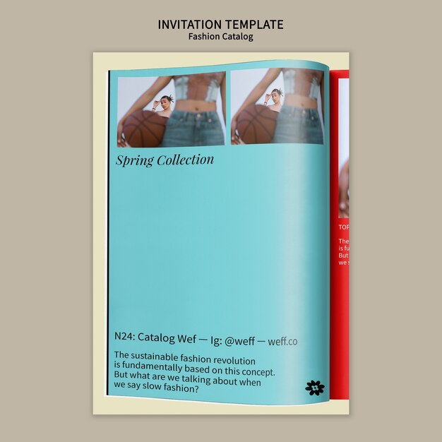 Modèle d'invitation au catalogue de mode à design plat