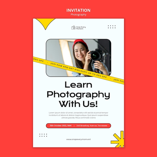 PSD gratuit modèle d'invitation aux cours de photographie