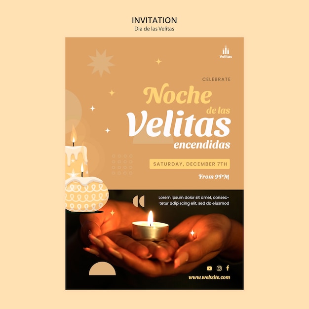 PSD gratuit modèle d'invitation à la célébration de dia de las velitas