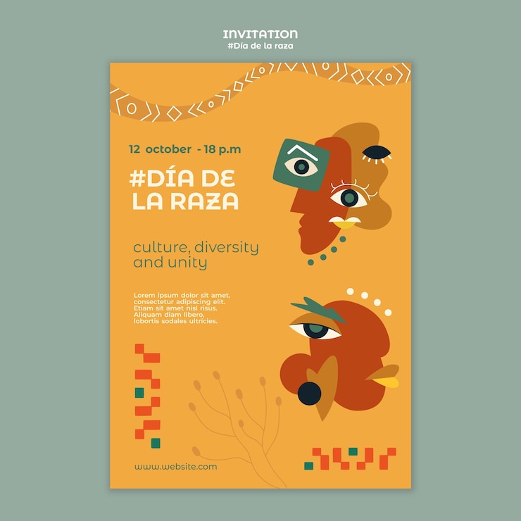PSD gratuit modèle d'invitation à la célébration de la dia de la raza