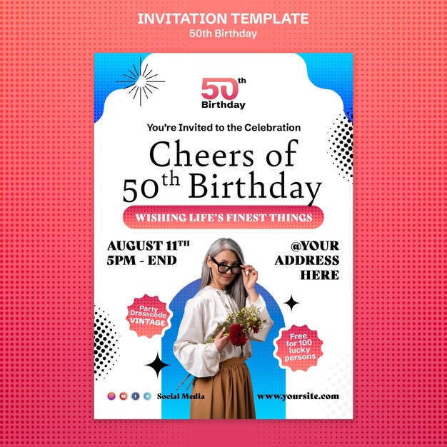 PSD gratuit modèle d'invitation à la célébration du 50e anniversaire