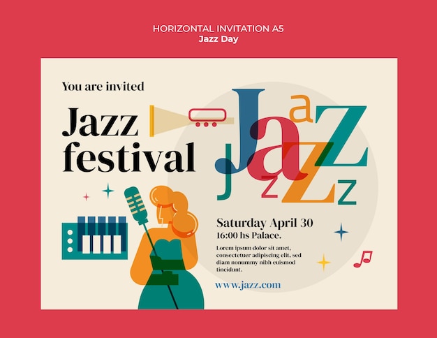 PSD gratuit modèle d'invitation à la célébration du jour du jazz