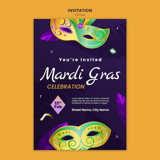 Modèle D'invitation à La Célébration Du Mardi Gras