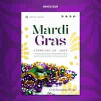 PSD gratuit modèle d'invitation à la célébration du mardi gras