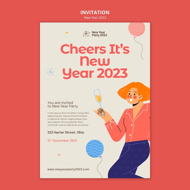 PSD gratuit modèle d'invitation de célébration du nouvel an