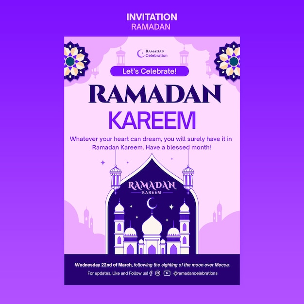 PSD gratuit modèle d'invitation à la célébration du ramadan