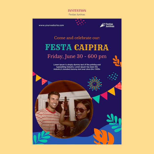 PSD gratuit modèle d'invitation à la célébration des festas juninas