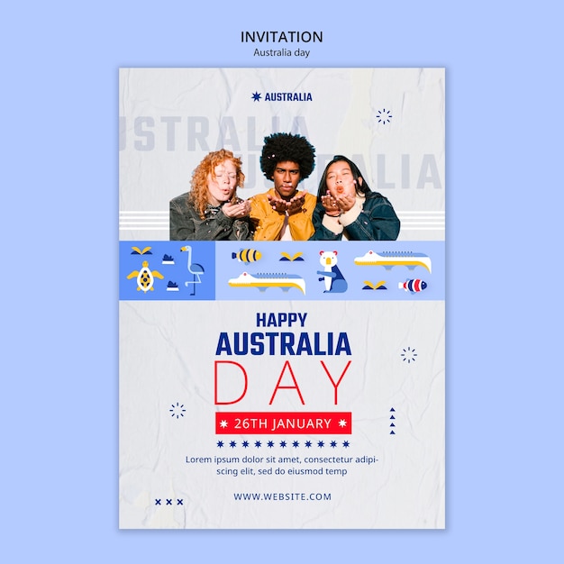 PSD gratuit modèle d'invitation à la célébration de la fête de l'australie