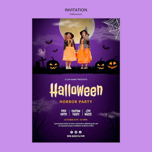 PSD gratuit modèle d'invitation à la célébration d'halloween