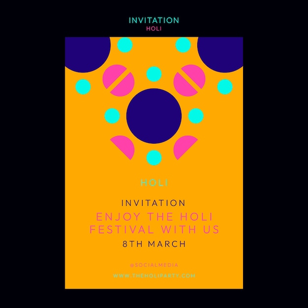 PSD gratuit modèle d'invitation à la célébration holi