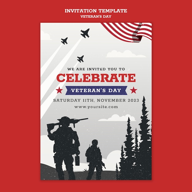 PSD gratuit modèle d'invitation à la célébration de la journée des anciens combattants