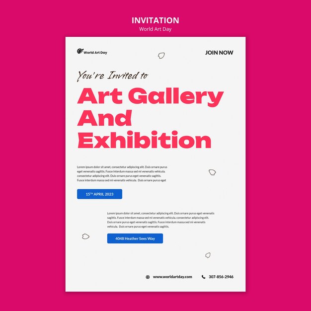 Modèle d'invitation à la célébration de la journée mondiale de l'art