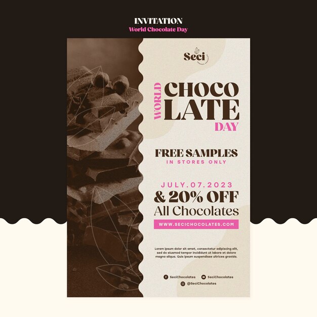Modèle d'invitation à la célébration de la journée mondiale du chocolat