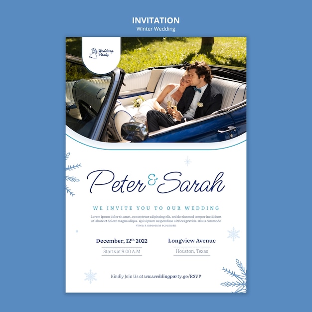 PSD gratuit modèle d'invitation de célébration de mariage d'hiver