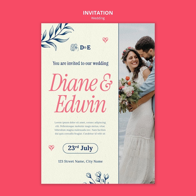 PSD gratuit modèle d'invitation de célébration de mariage