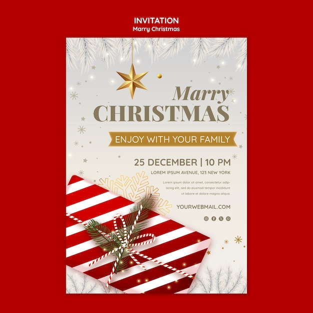 PSD gratuit modèle d'invitation à la célébration de noël