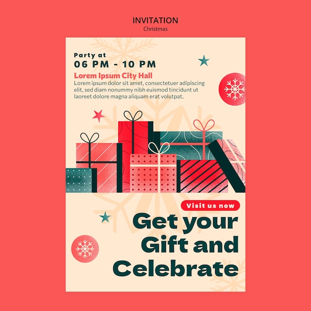 PSD gratuit modèle d'invitation à la célébration de noël