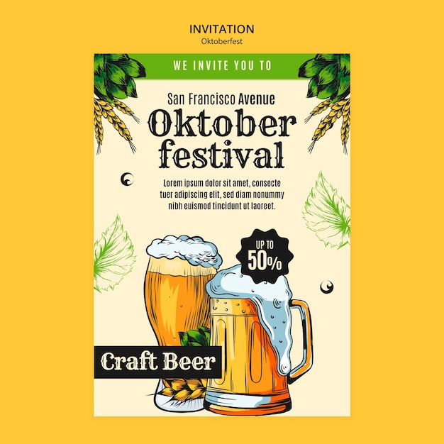 PSD gratuit modèle d'invitation à la célébration de l'oktoberfest