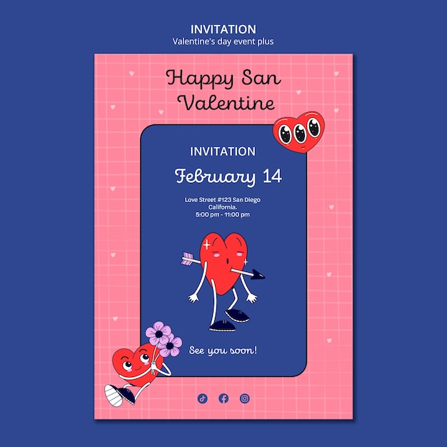 Modèle D'invitation à La Célébration De La Saint-valentin