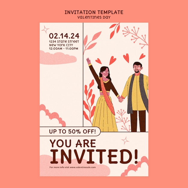 PSD gratuit modèle d'invitation à la célébration de la saint-valentin