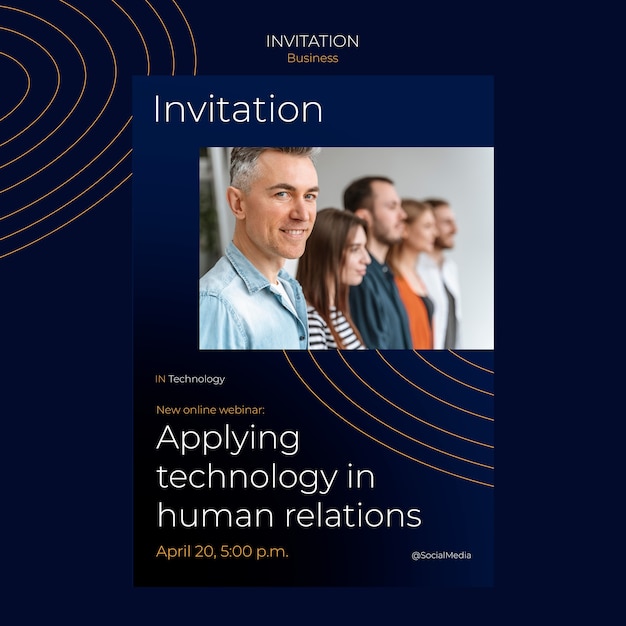 PSD gratuit modèle d'invitation de concept de technologie dynamique