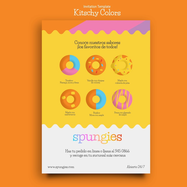 PSD gratuit modèle d'invitation de conception de couleurs kitsch