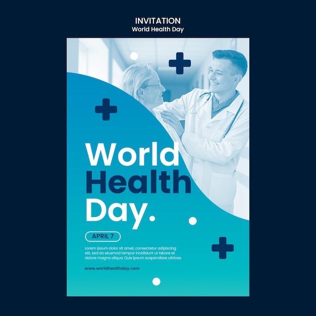 Modèle d'invitation dégradé pour la journée mondiale de la santé