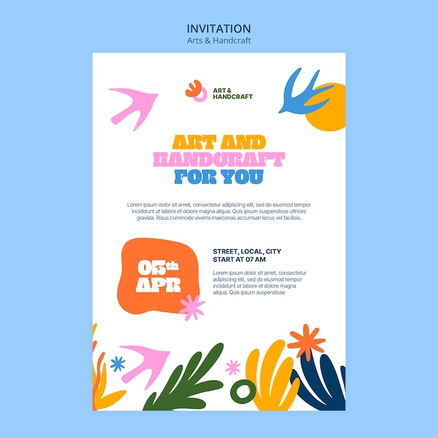 PSD gratuit modèle d'invitation à un événement d'art et d'artisanat