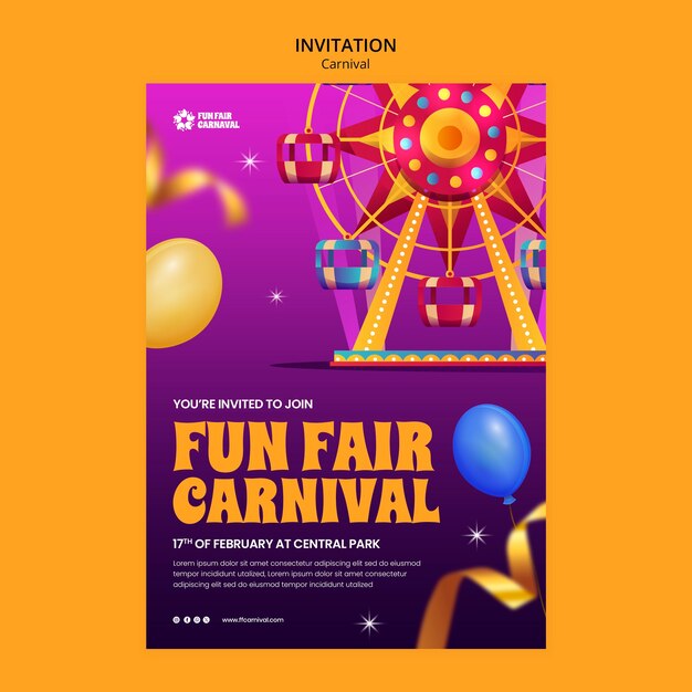 Modèle d'invitation à un événement de carnaval
