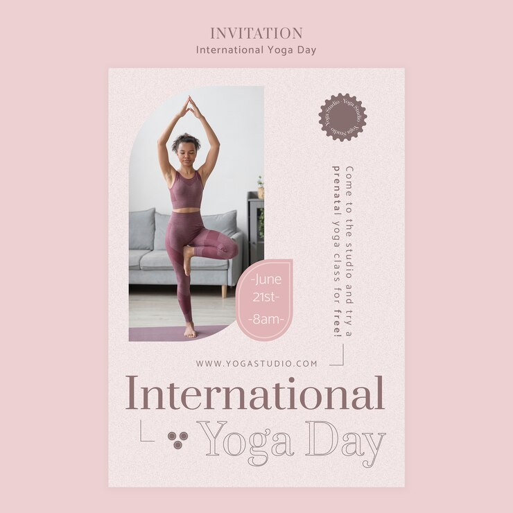 PSD gratuit modèle d'invitation à un événement pour la célébration de la journée internationale du yoga