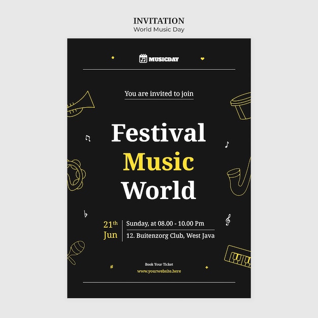 Modèle D'invitation à Un événement Pour La Célébration De La Journée Mondiale De La Musique
