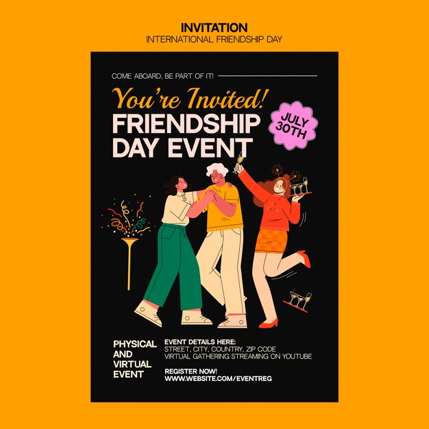 Modèle d'invitation à la fête de l'amitié