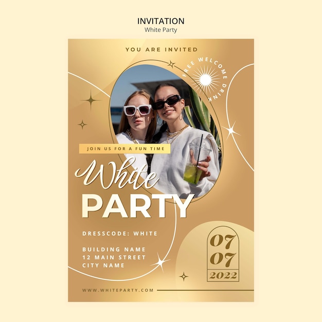 PSD gratuit modèle d'invitation à une fête blanche