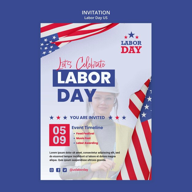 Modèle d'invitation à la fête du travail