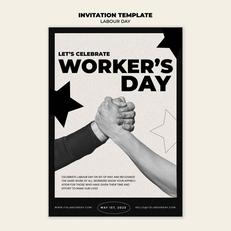 PSD gratuit modèle d'invitation à la fête du travail