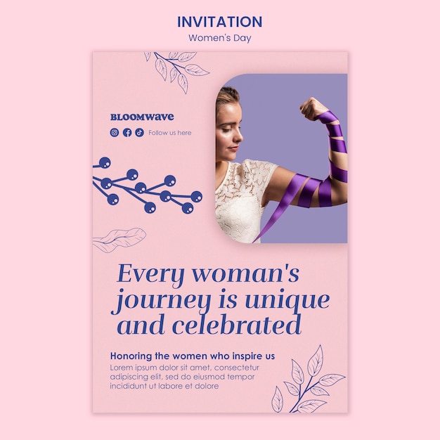 PSD gratuit modèle d'invitation à la fête de la femme