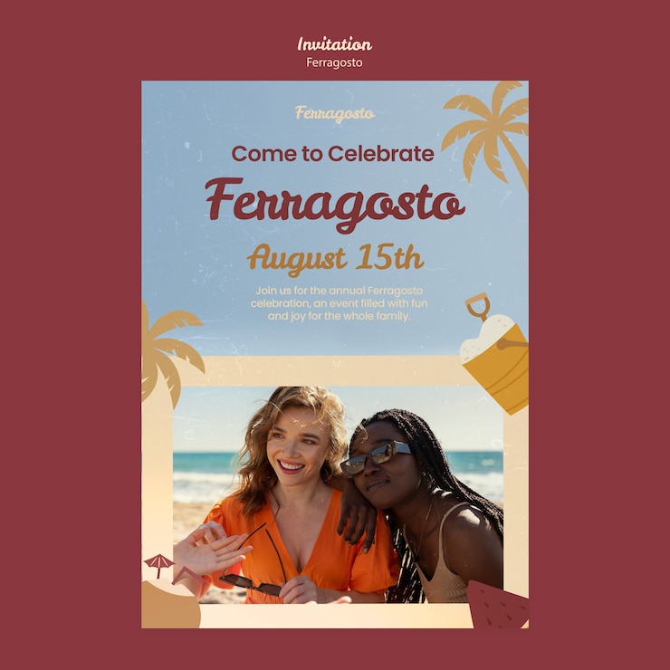 PSD gratuit modèle d'invitation à la fête de ferragosto