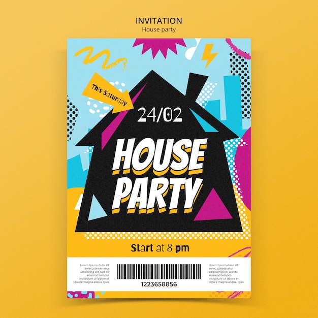 PSD gratuit modèle d'invitation à une fête à la maison