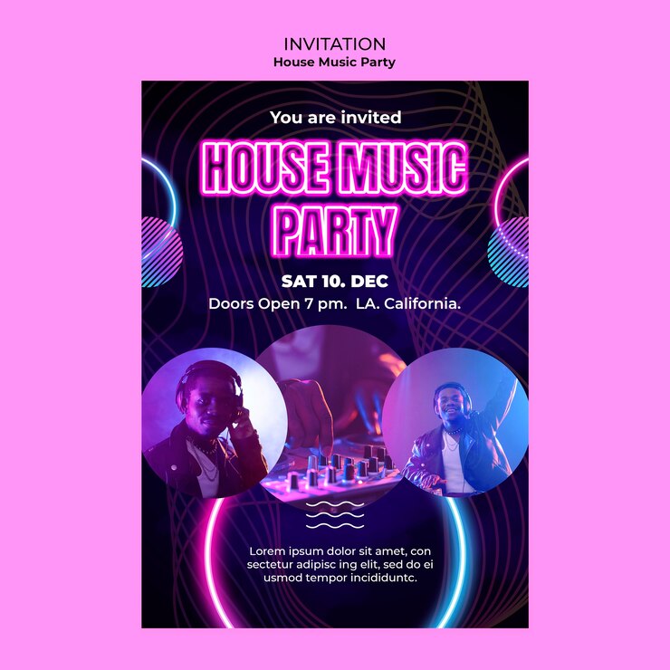 PSD gratuit modèle d'invitation à une fête de musique de maison