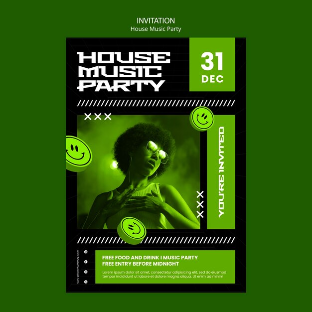 Modèle d'invitation à une fête de musique de maison