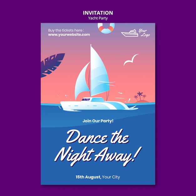 Modèle d'invitation à une fête sur un yacht