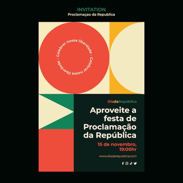 PSD gratuit modèle d'invitation géométrique pour la célébration du proclamacao da republica