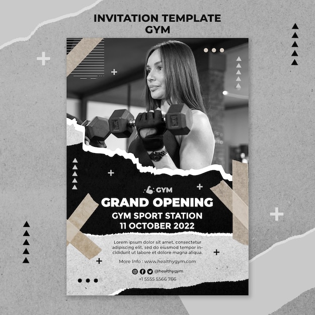 PSD gratuit modèle d'invitation de gym texture papier