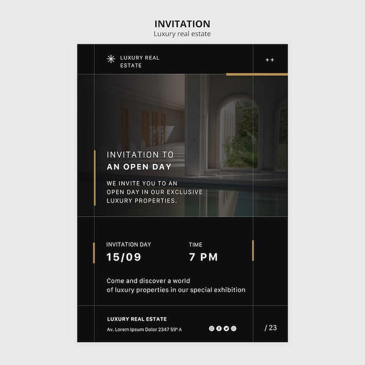 PSD gratuit modèle d'invitation à l'immobilier de luxe