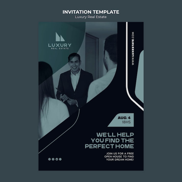 PSD gratuit modèle d'invitation à l'immobilier de luxe