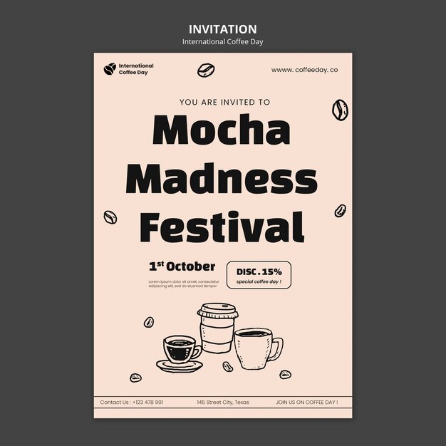Modèle d'invitation à la journée internationale du café