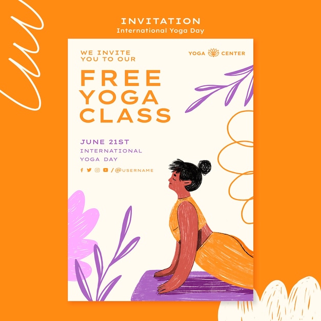 PSD gratuit modèle d'invitation à la journée internationale du yoga