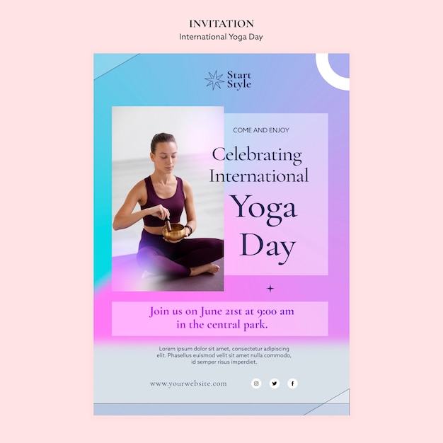 PSD gratuit modèle d'invitation à la journée internationale du yoga